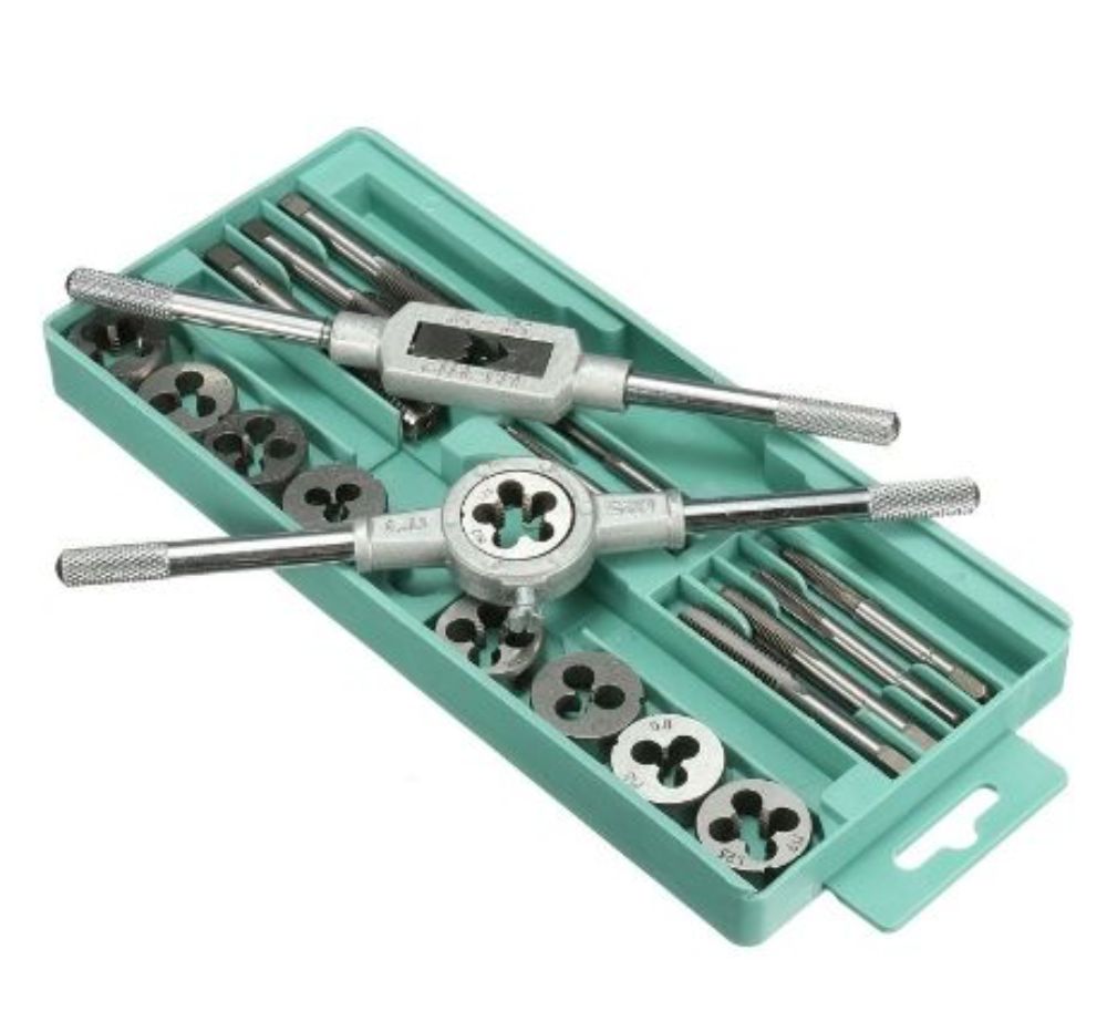 12/20pcs Tap And Die Set Tap Wrench Die Handle Screw Thread Threading Tapping Rethread Tool Bolt Screw Extractor