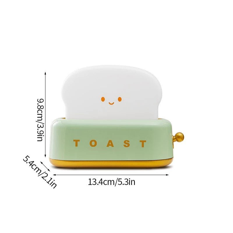 Creative Toast Night Light USB Rechargeable Timing LED Cute Sleep Lamp Household Decorative Lamp for Home Bedroom Table