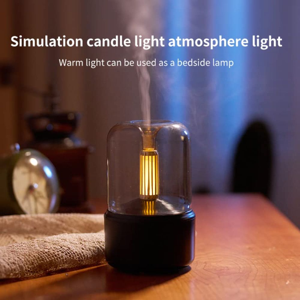 New Candlelight Aroma Diffuser USB Desktop Essential Oil Humidifier Ambient Night Light Air Purifier For Home Bedroom