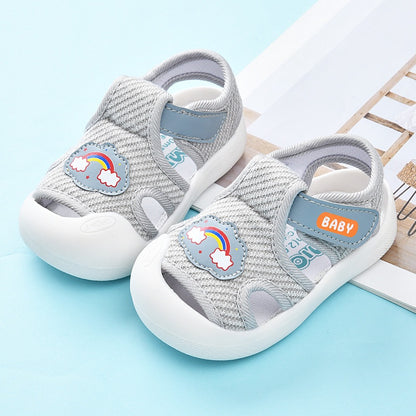 Infant Toddler Sandals Cute Rainbows Pre-walker Shoes 0-3Yrs Baby Girl Boy Rubber Sandals Learn Walking Shoe Lightweight