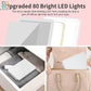 Folding Travel Mirror Lighted Makeup Mirror with 80 LEDs 3 Colors Light Modes USB Rechargeable Mirror Rechargeable Batts