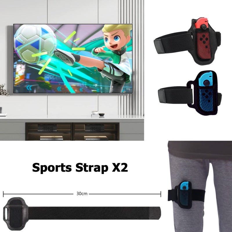 Switch Sports Accessories 10 In 1 Bundle Kit for Game Joy Con Controller NS Strap Wrist Dance Band Racket