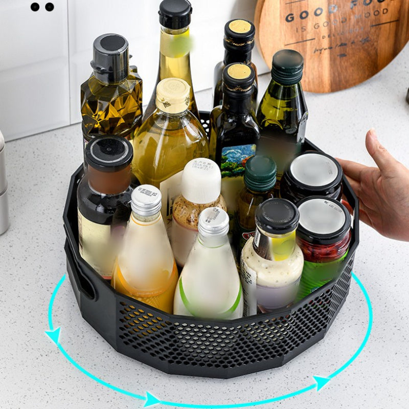 360° Rotating Large Capacity Versatile Seasoning Tray Storage Rack/Plastic Tray Condiment Cosmetics Sorting Container