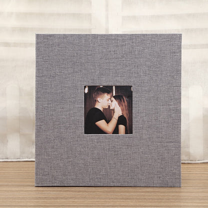 Linen Photo Album Self-Adhesive Scrapbook DIY Memory Photo Album Birthday Gift Wedding Anniversary Photo Album-Gray