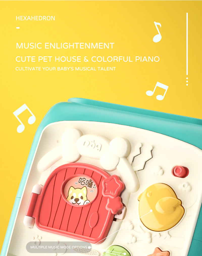 Baby Multi-Function Musical Toy Six-Sided Hand Drum Knocking Piano Drummer Geometric Building Block Polyhedral Body Cube