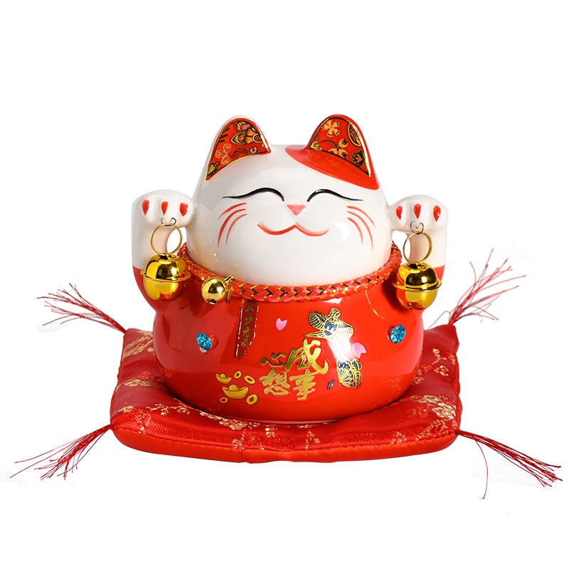 Lucky Cat Maneki Neko Ceramic Savings Bank Fortune Cat Home Decoration Statues Small Ornaments Creative Piggy Bank