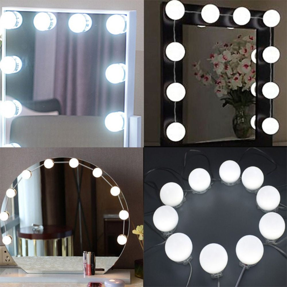 Makeup Mirror LED Light 10/12 Detachable Bulbs LED USB Cosmetic Mirror Lamp Dressing Table Vanity 3 Color Dimming Lights