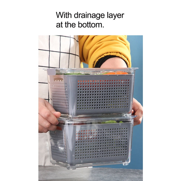 Fridge Storage Container with Drainer, Air tight locking Lid Fridge Refrigerator Organizer Food Keeper