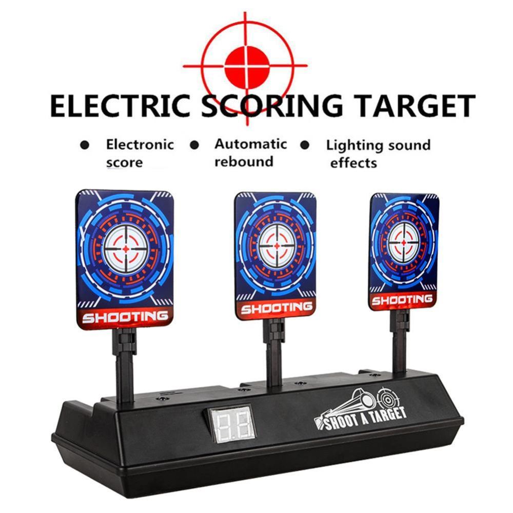 Kids Children Auto-Reset Electronic Shooting Scoring Target Toy with Dart Storage Basket for Soft Bullets Shooting Games