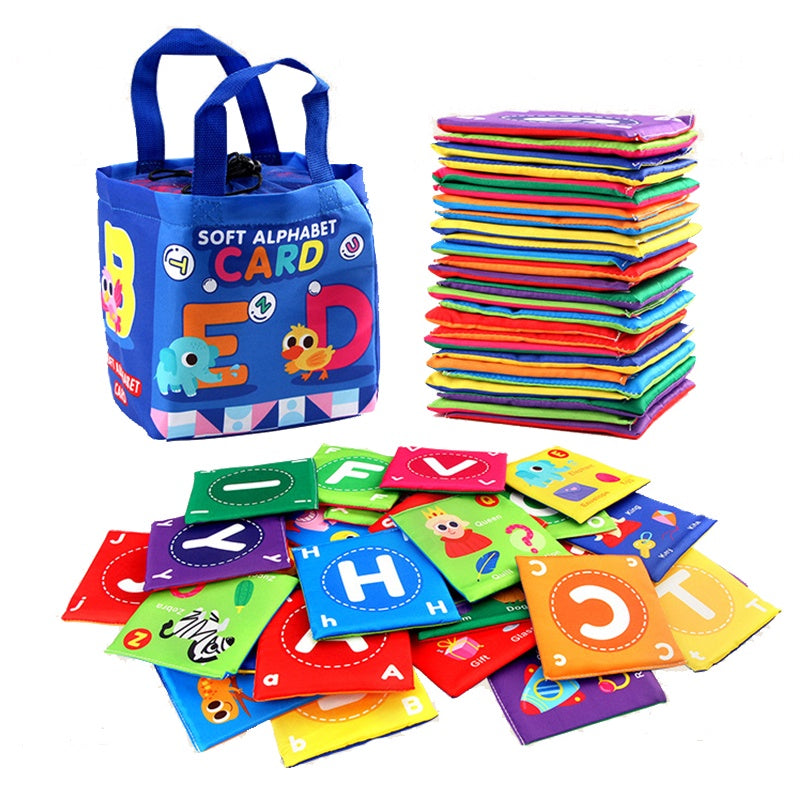 26pcs Double-sided Cloth Cards with Cloth Storage Bag Soft Flash Card Toy Baby Early Education Enlightenment Toys Gift