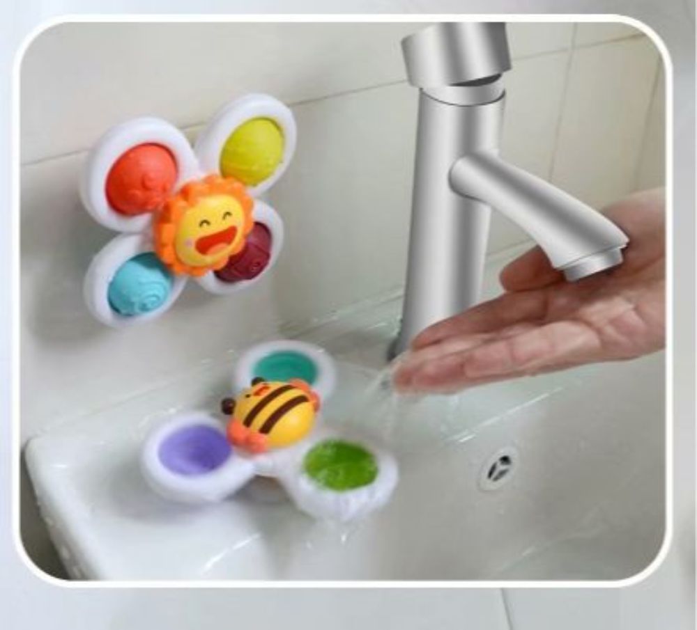 New Baby Pop It Bath Toy Fat Brain Rotating Flower Dining Table Sensory Toys Fidget Spinner Bring Joy To Baby Bathing