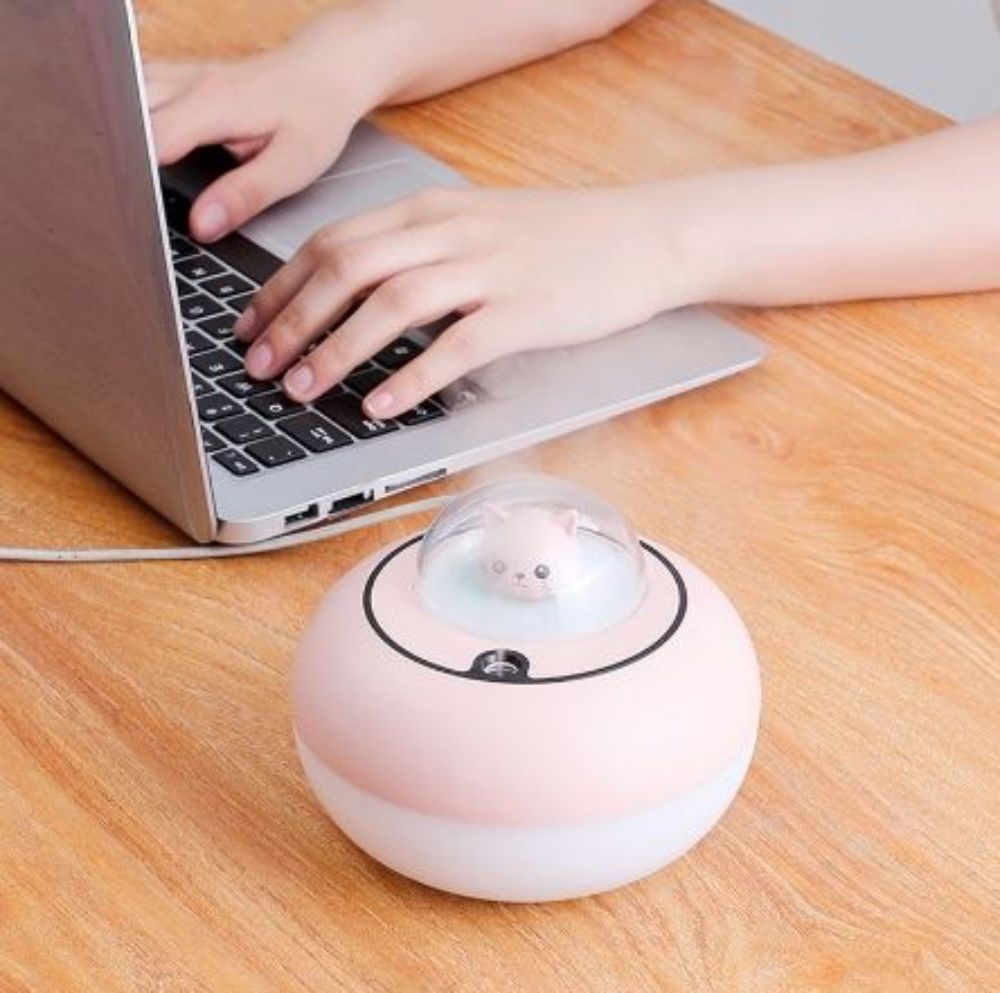 300ML Air Humidifier Cute Cat Diffuser USB Aroma Purifier Cool Mist Maker Adjustable With Night Lights At Night For Home