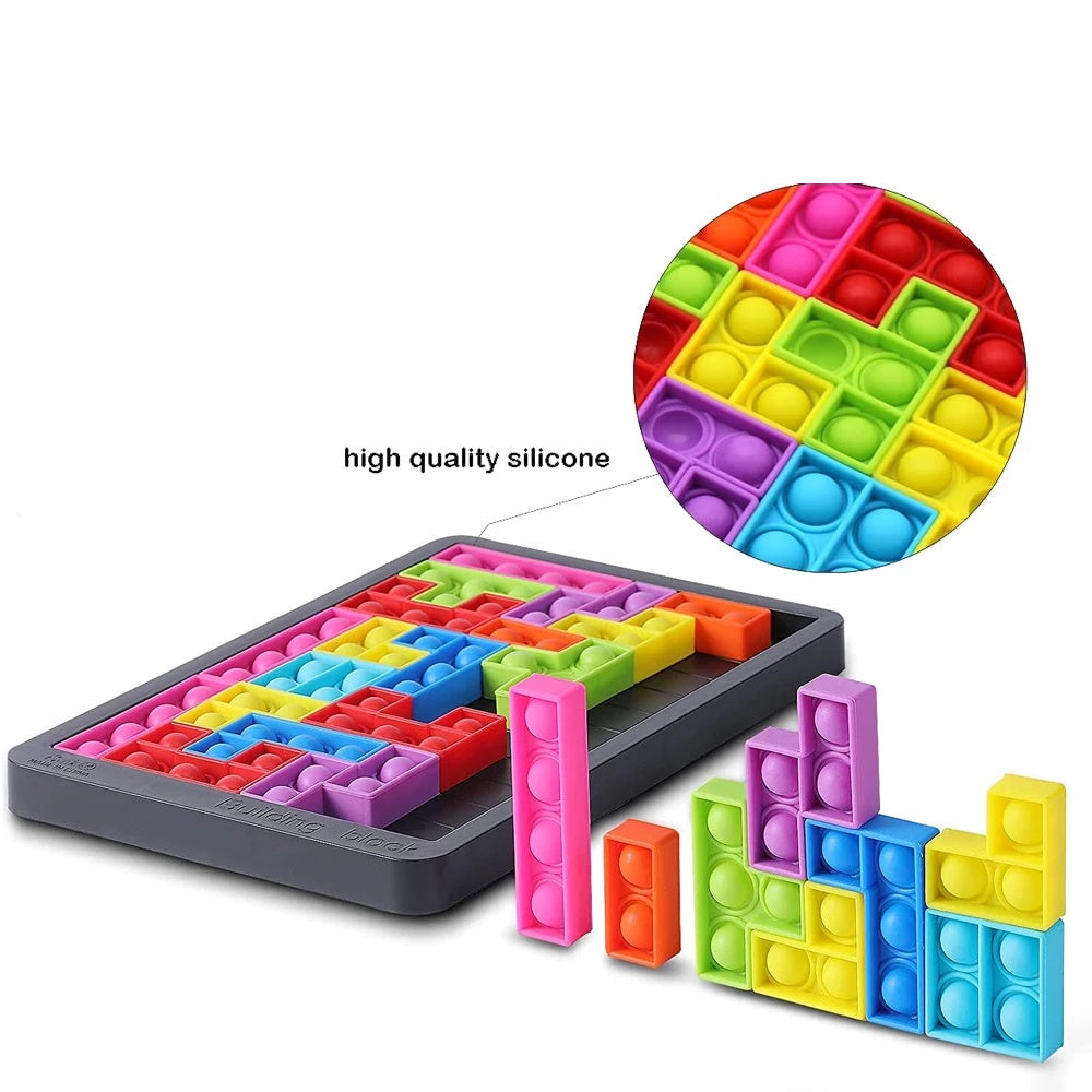 27pcs Colorful Jigsaw Puzzle Pops Its Fidget Toys Anti-stress Push Bubble Sensory Children Puzzle Board Educational Toy