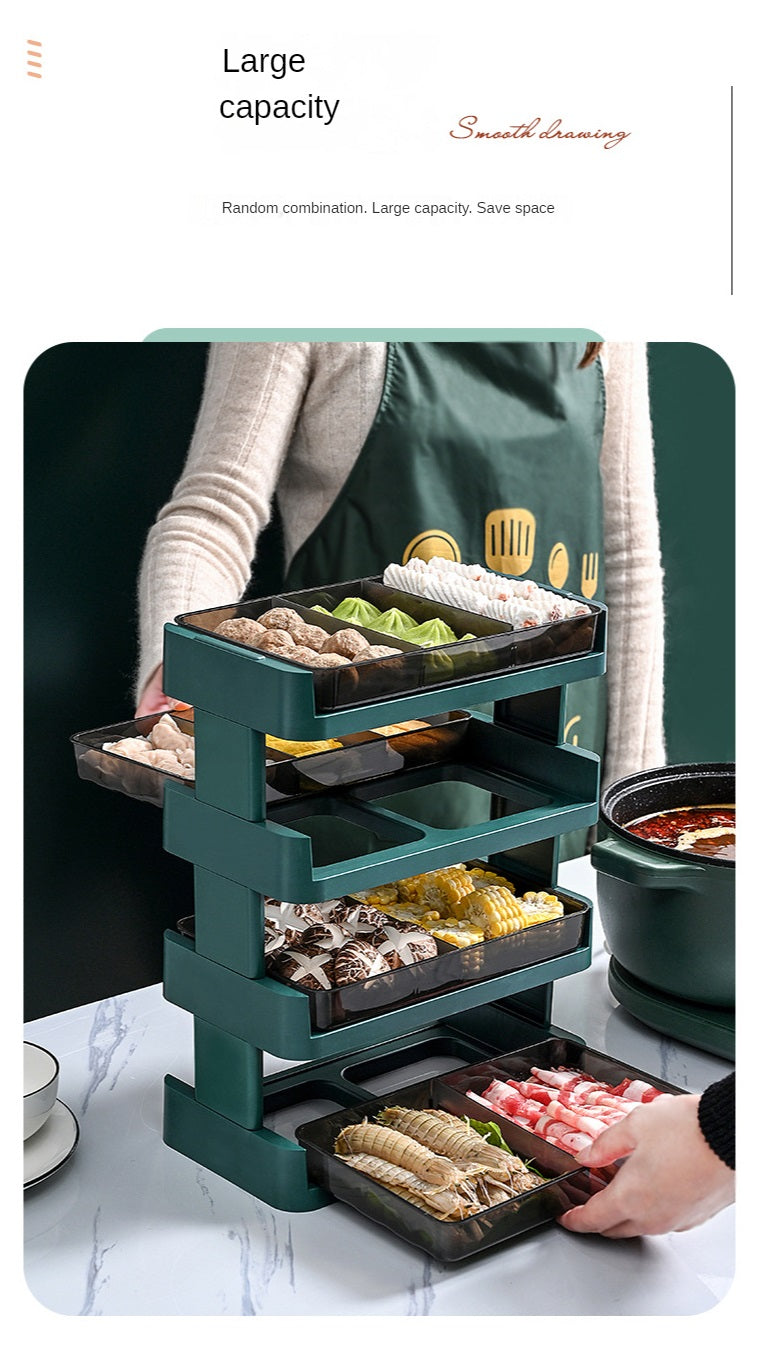 Steamboat Food Organizer Hot Pot Storage Organizer Multifunctional Multi-layer Side Dish Plate For Kitchen