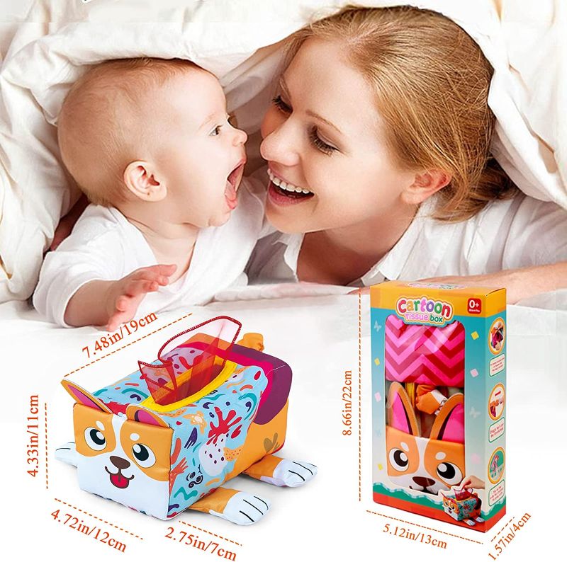 Soft Baby Tissue Box Toy , Educational Sensory Baby Toys for 6-12 Months Babies Infants Development Brain Enlightenment