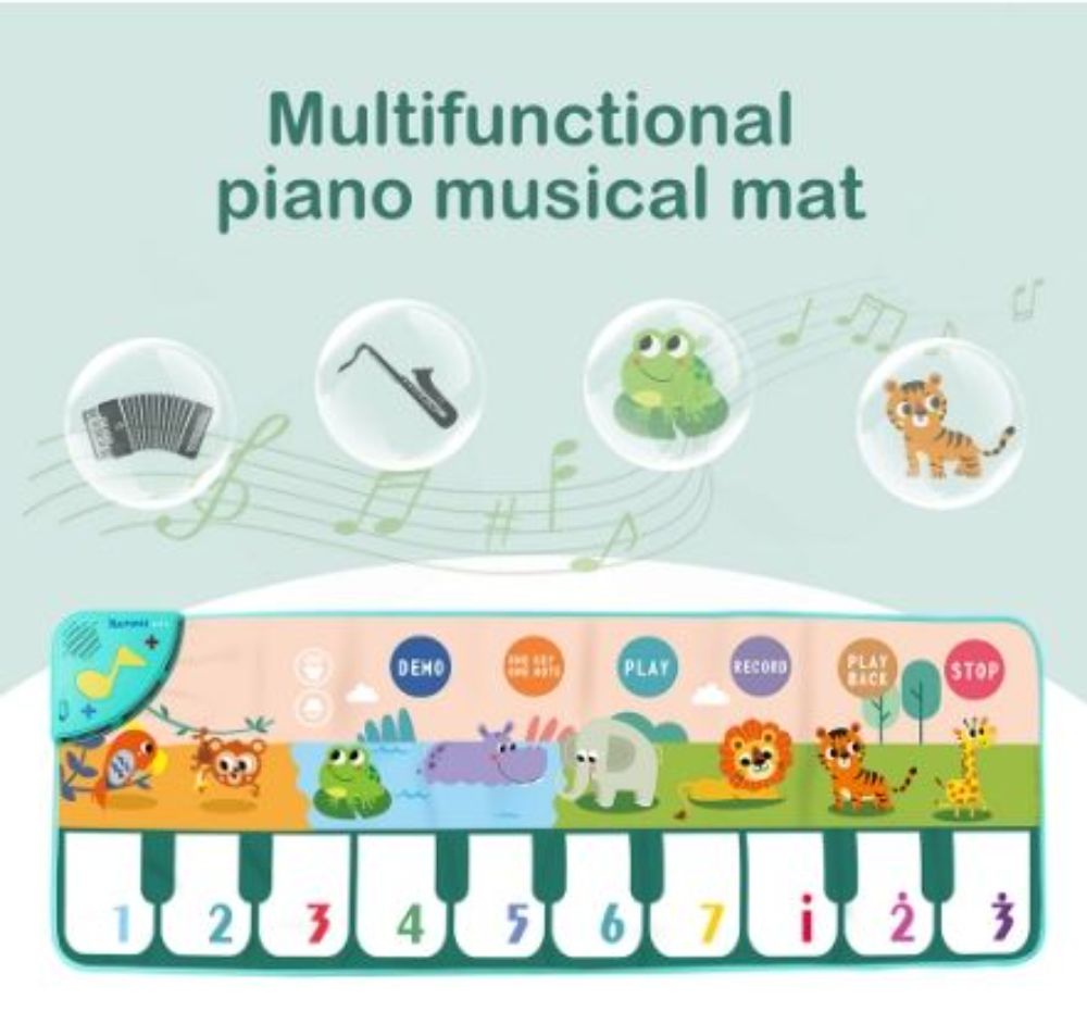 Baby Musical Piano Play Mat With 14 Instrument Cognitive Cards Music Game Kids Early Educational Toys Girl Birthday Gift