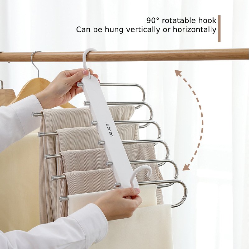 Folding Pants Rack Multifunctional Multi-Layer Hanger Household Magic Seamless Clip Wardrobe Storage Handy Tool Clothing