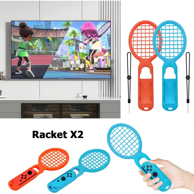 Switch Sports Accessories 10 In 1 Bundle Kit for Game Joy Con Controller NS Strap Wrist Dance Band Racket