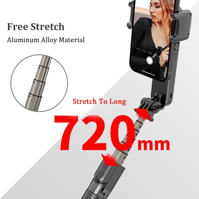 Mobile Phone Single Axis Stabilizer Telescopic Folding Bluetooth Selfie Stick Anti-shake With Led Fill Light Pole Tripod