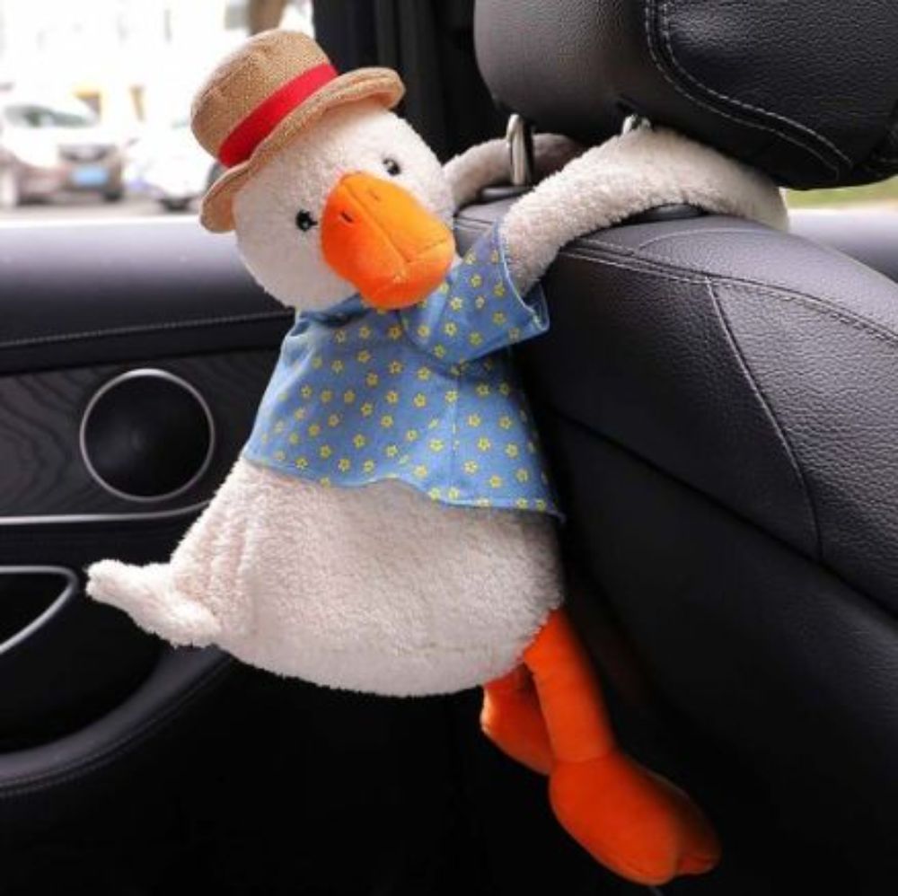 Lovely Duck Tissue Box Cute Paper Napkin Case Car Tissue Bag Creative Car Hanging Cartoon Napkin Holder Multi-function