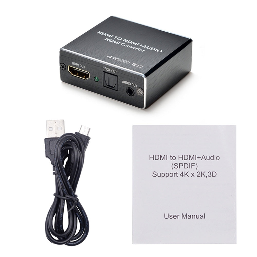 HDMI compatible audio extractor + toslink spdif stereo audio converter + 3.5mm 4k x 2k audio splitter, suitable for ps4 TV and DVD