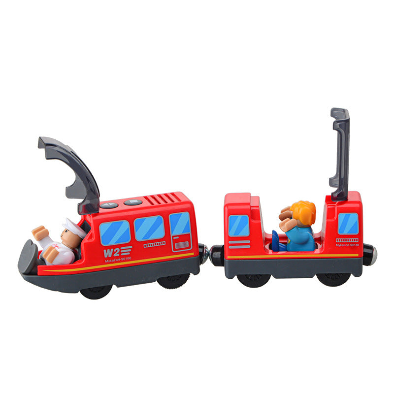 Battery Operated Action Locomotive Train (Magnetic Connection)- Powerful Engine Bullet Train Set Fits Most Wooden Tracks