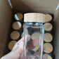 24 pieces Labeled Spice Jars Empty Square Spice Containers Airtight Wood Caps Kitchen Condiment Storage