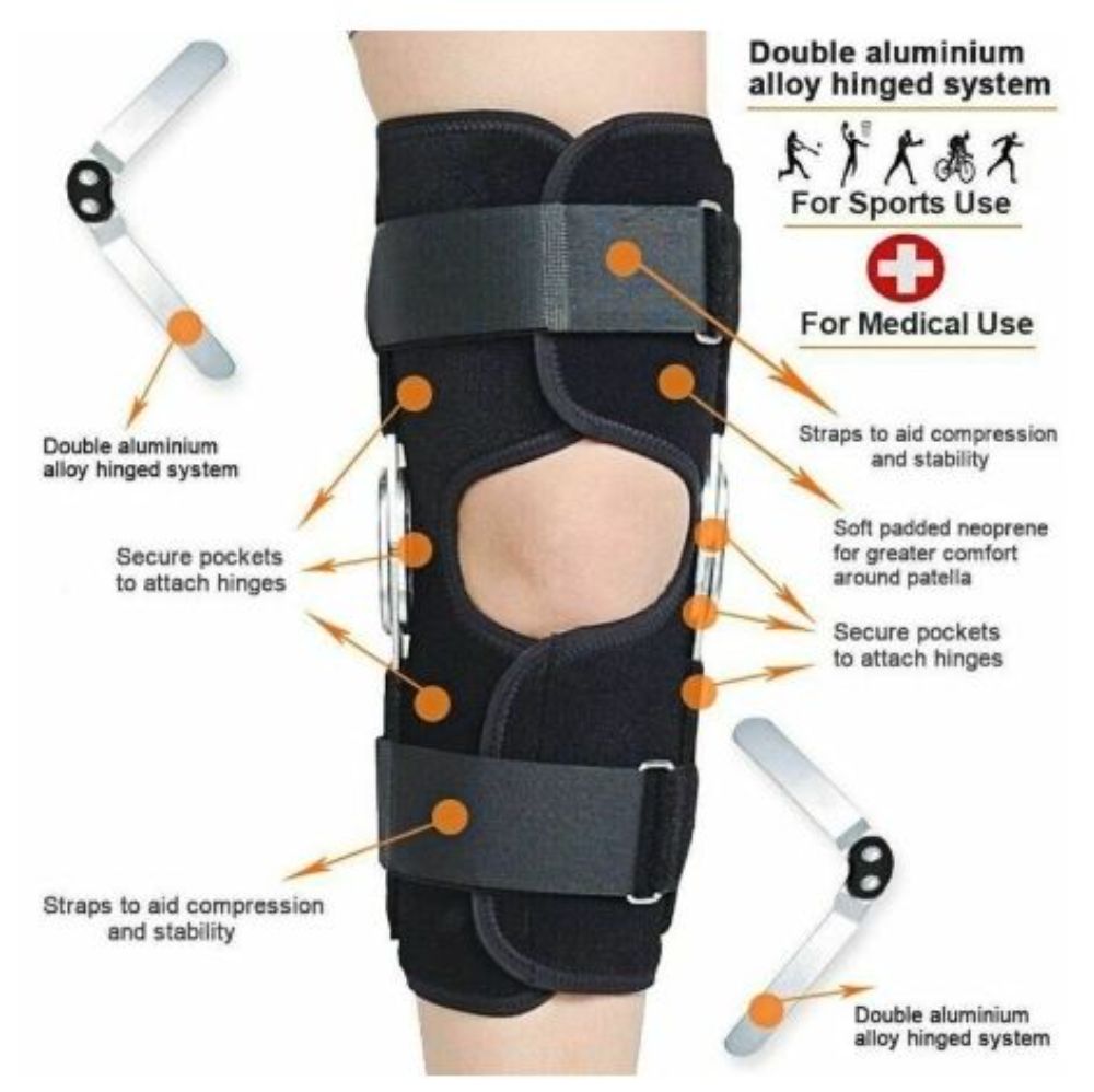 1pcs Hinged Knee Arthritis Support Guard Stabilizer Strap Wrap Sports Knee Pads Brace Men Women Fitness Knee Sleeve