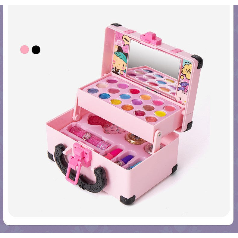 Non-toxic 32PCS Kids Real Makeup for Girls Kit Washable Mild Makeup Set Retro Beauty Pretend Play