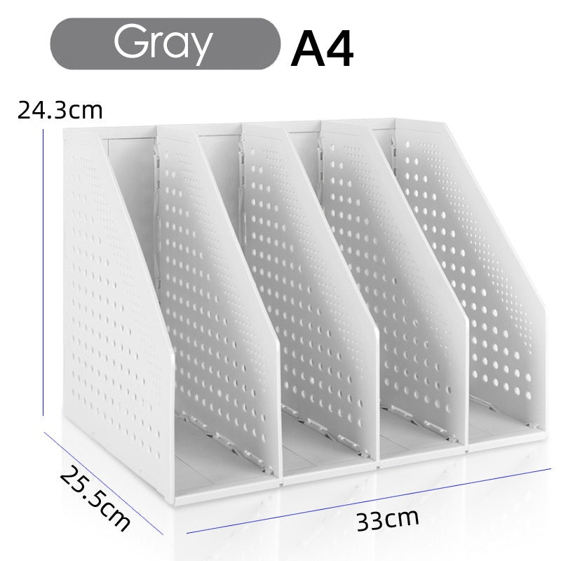 File Box Foldable Storage Box Desk Shelves Book Stand Office Quadruple File Rack Bookshelf Collapsible Book Stand