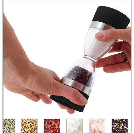 2-in-1 Salt pepper spice grinder seasoning mill shaker kitchen container hourglass ceramic