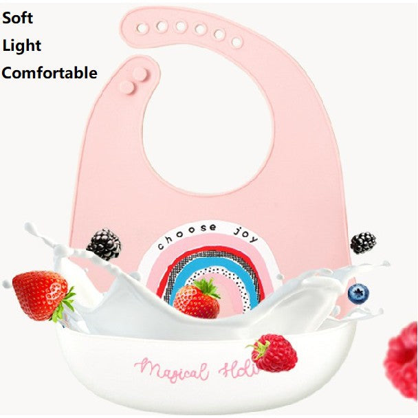 Baby Waterproof Food Grade Silicone Bib Adjustable Toddler Children Bibs Eat Cute Print Easy to Clean