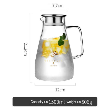 Household Water Jug Jar Kettle Flask Glass Heat Resistant Large Capacity Transparent Drinking Pitcher Glass Juice