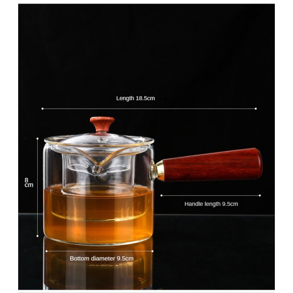 Heat-resistant Glass Teapot Transparent Tea Infuser Wooden Handle Tea Kettle Chinese Tea Set Built-in Glass Tea No- Leak