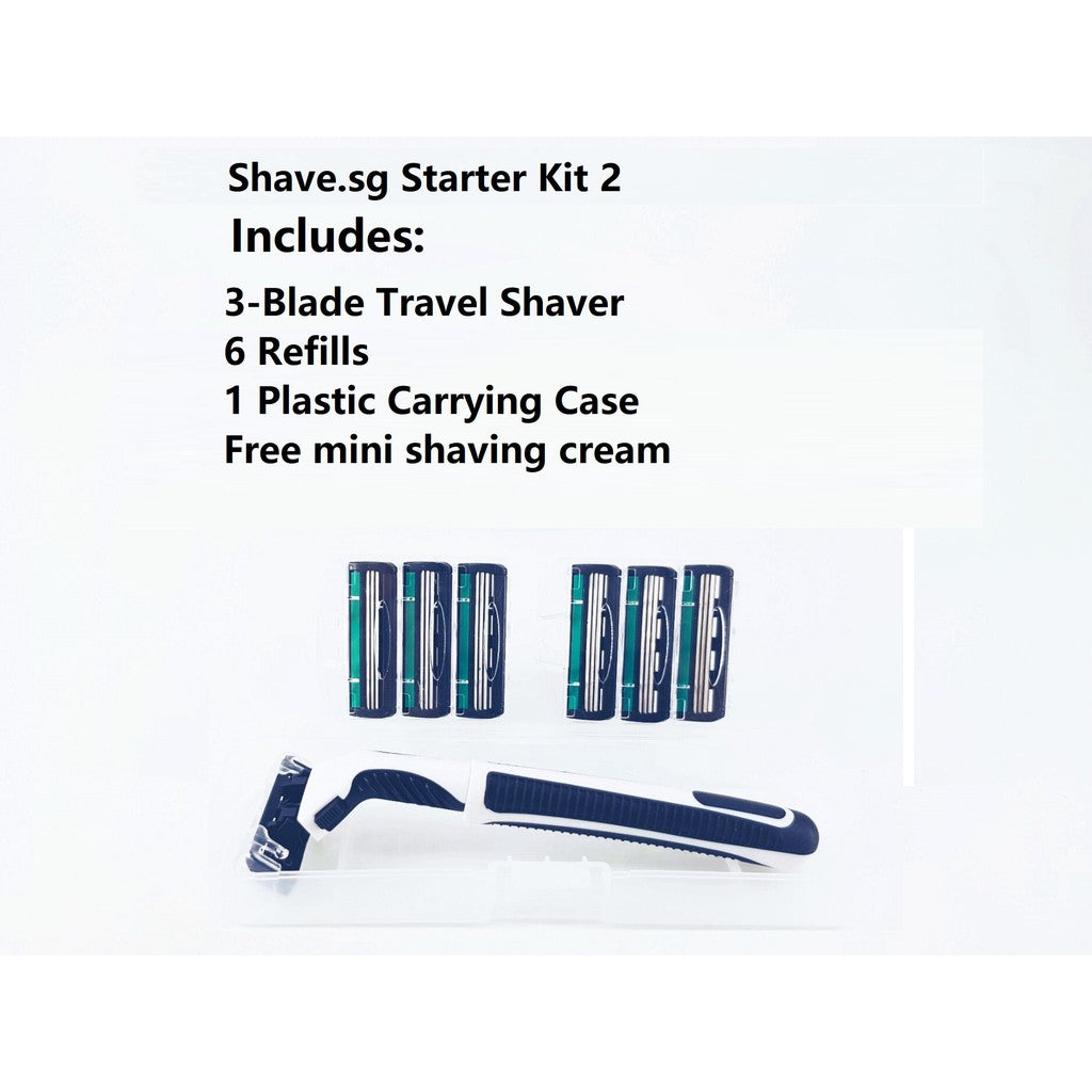 Travel Shaver 6 Refills Razor Cheap Value Singapore Starter Kit 3-Blade