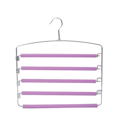 Pants Hanger 5 Layers Stainless Steel Non-Slip Foam Swing Arm Space Saving Clothes Slack Hangers Storage Organizer