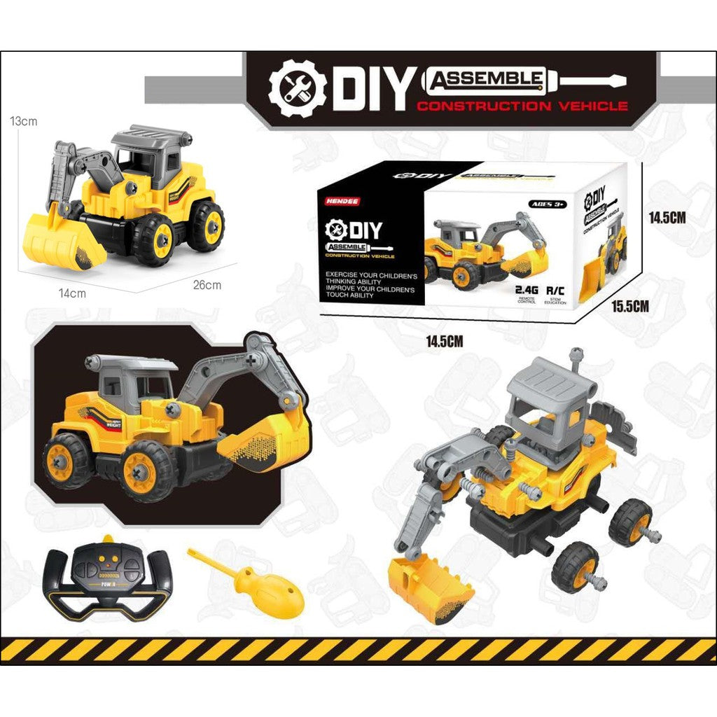 Kids DIY Remote Control Excavator Bulldozer Car Toy Truck Construction Vehicle Movable