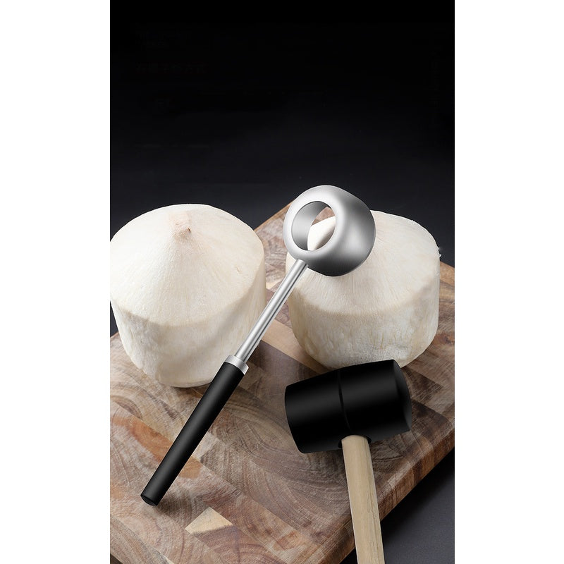 Coconut Opener Tool Set Opening Device Coconut Hammer Mallet Stainless Steel 304 Coconut Shell Opener