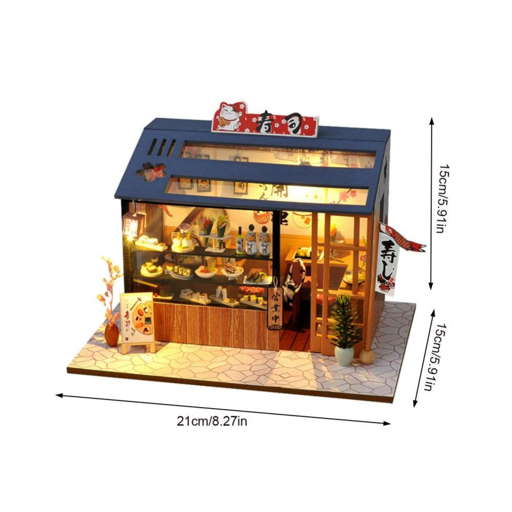 Copy of DIY Dollhouse Miniature Kit with Furniture Handcraft Collectibles Hobbies Gift Toys for Children Japanese Sushi Bar