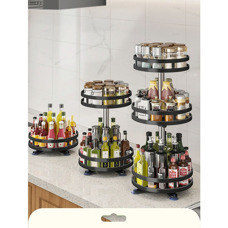 Rotating Spice Rack Kitchen Spin Storage Shelf Multifunction Seasoning Storage Condiments Organizer High Quality Metal