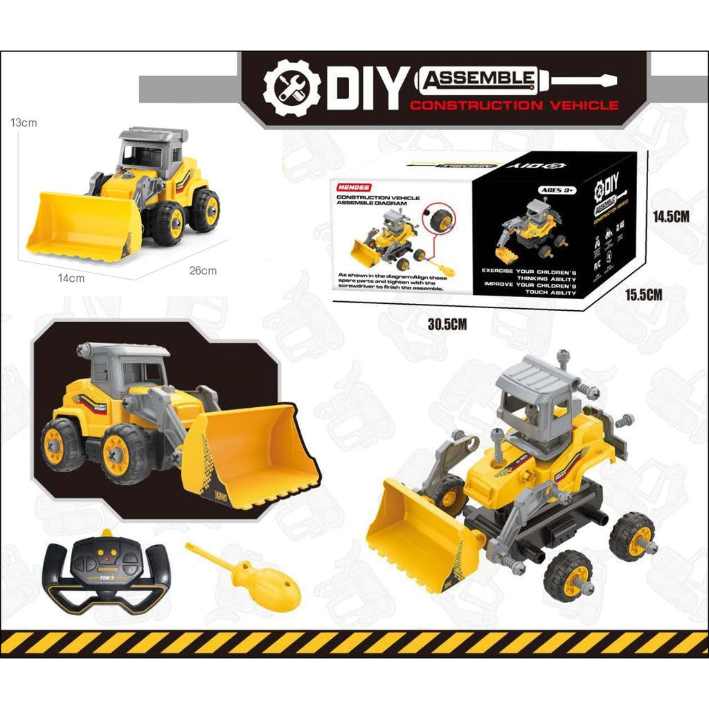 Kids DIY Remote Control Excavator Bulldozer Car Toy Truck Construction Vehicle Movable