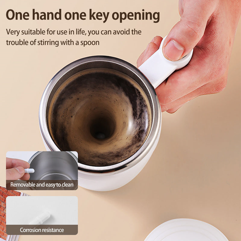 380ml Self Stirring Mug Rechargeable Auto Magnetic Coffee Mug with Stir Bar Stainless Steel Reliable Mixing Office Cup