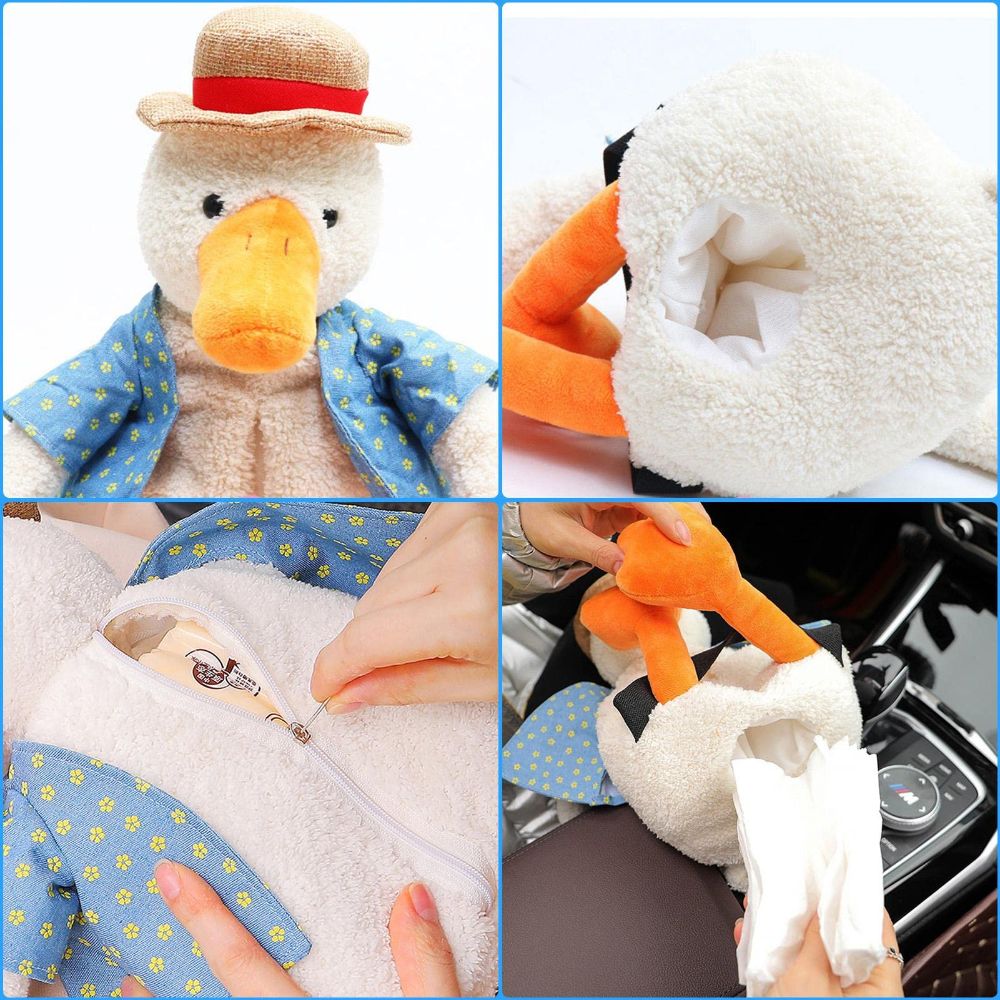 Lovely Duck Tissue Box Cute Paper Napkin Case Car Tissue Bag Creative Car Hanging Cartoon Napkin Holder Multi-function