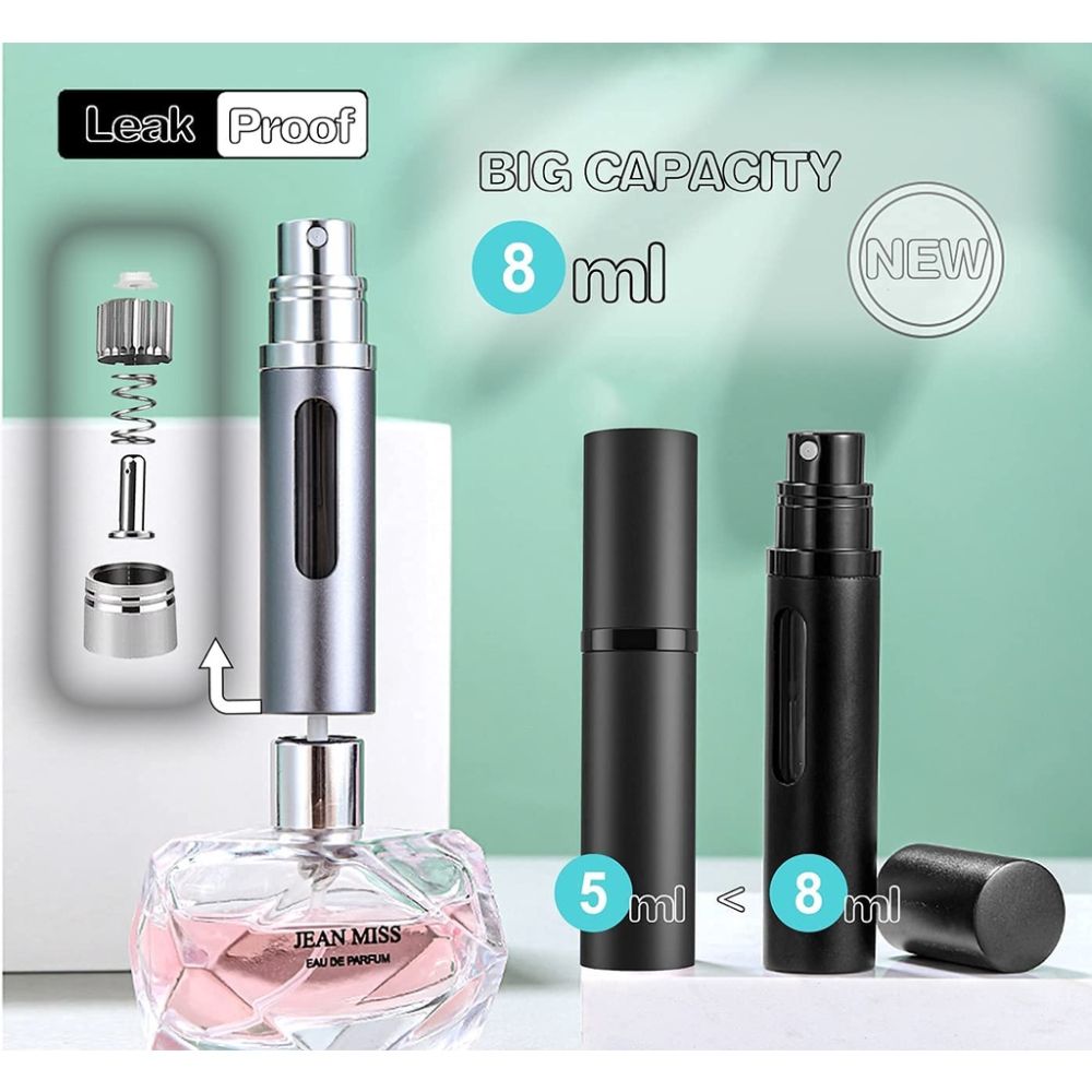 8ml Perfume Atomizer Bottle Portable Mini Refillable Empty Perfume Spray Sprayer Leak Proof TSA Approved Cologne Sprayer