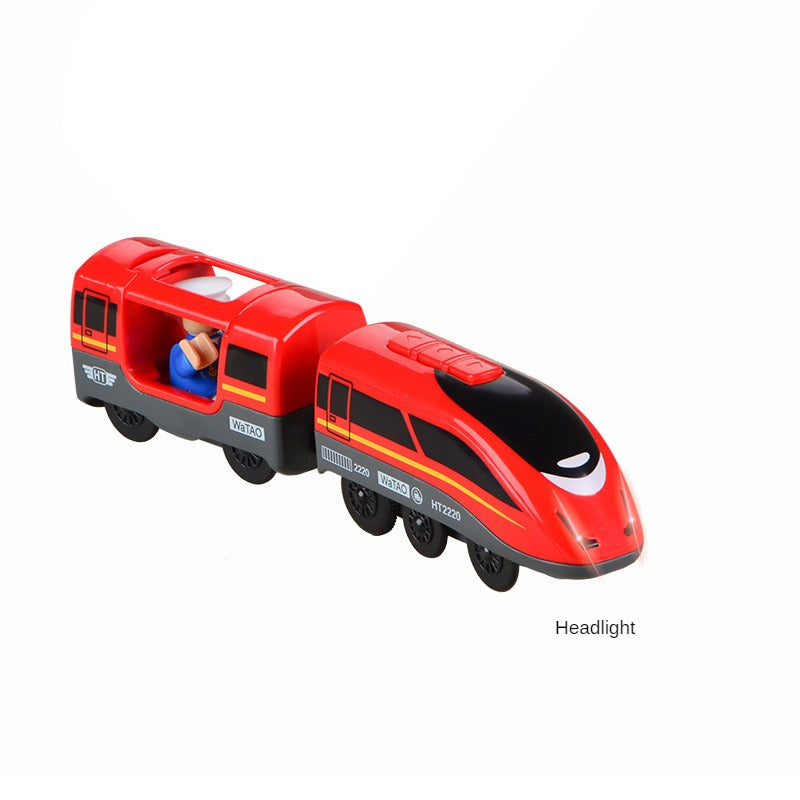 Battery Operated Action Locomotive Train (Magnetic Connection)- Powerful Engine Bullet Train Set Fits Most Wooden Tracks