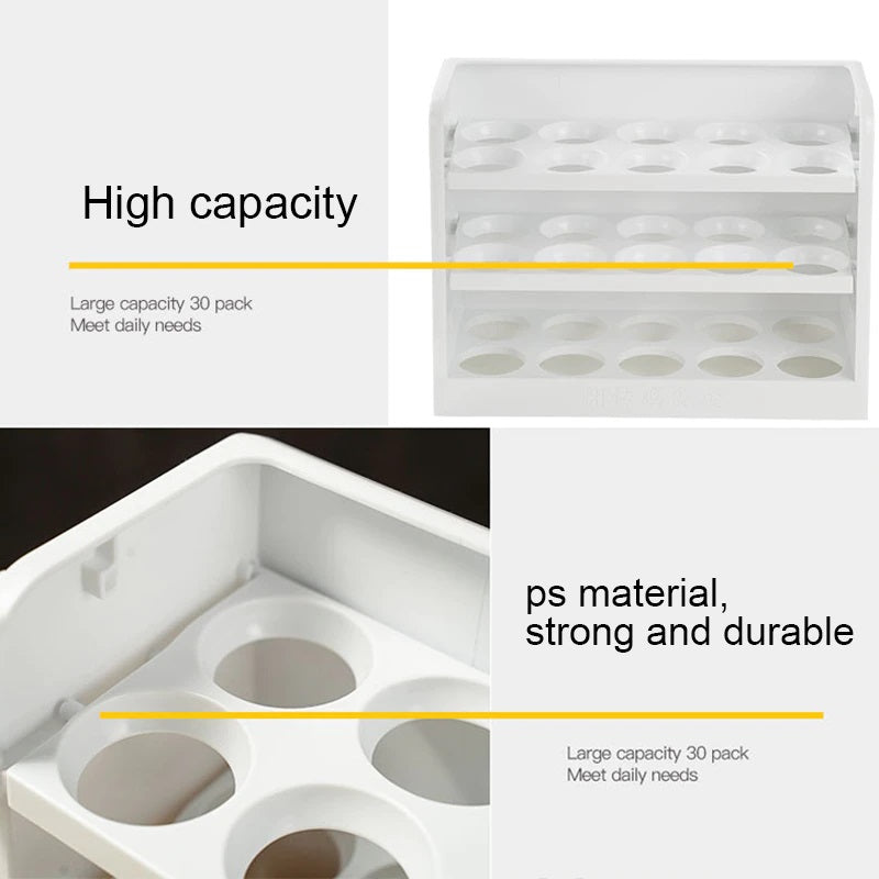 Three Layers Creative Flip Egg Storage Box Fridge Organizer Container Household Kitchen Fresh Rack Can Store 30 Egg