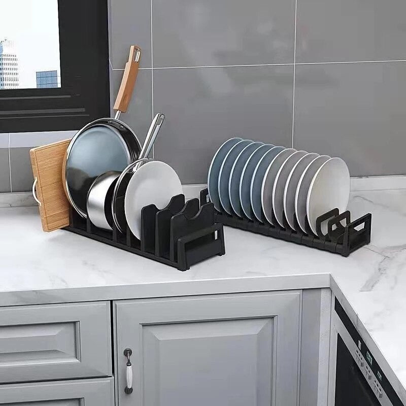 Dish Rack Plate Rack Pot Lid Holder Draining Bowl Rack Aluminum Dishwashing Water Filter Partition Plates Dish Organizer