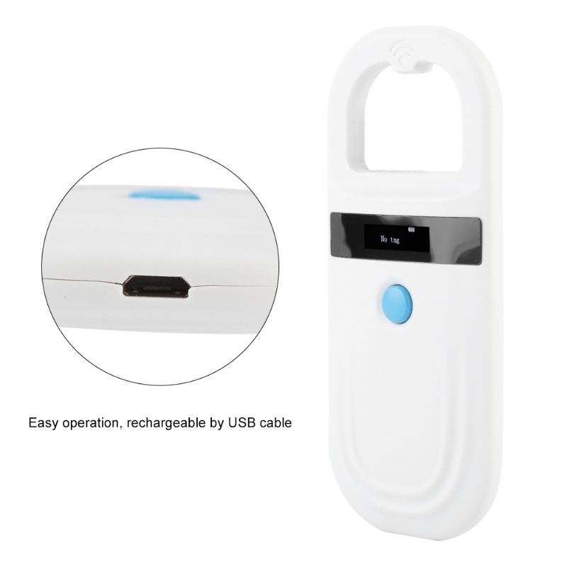 Microchip Scanner Pet Reader, Rechargeable Animal Chip Identification Scanner Microchip Scanner 134.2/ 125kHz White