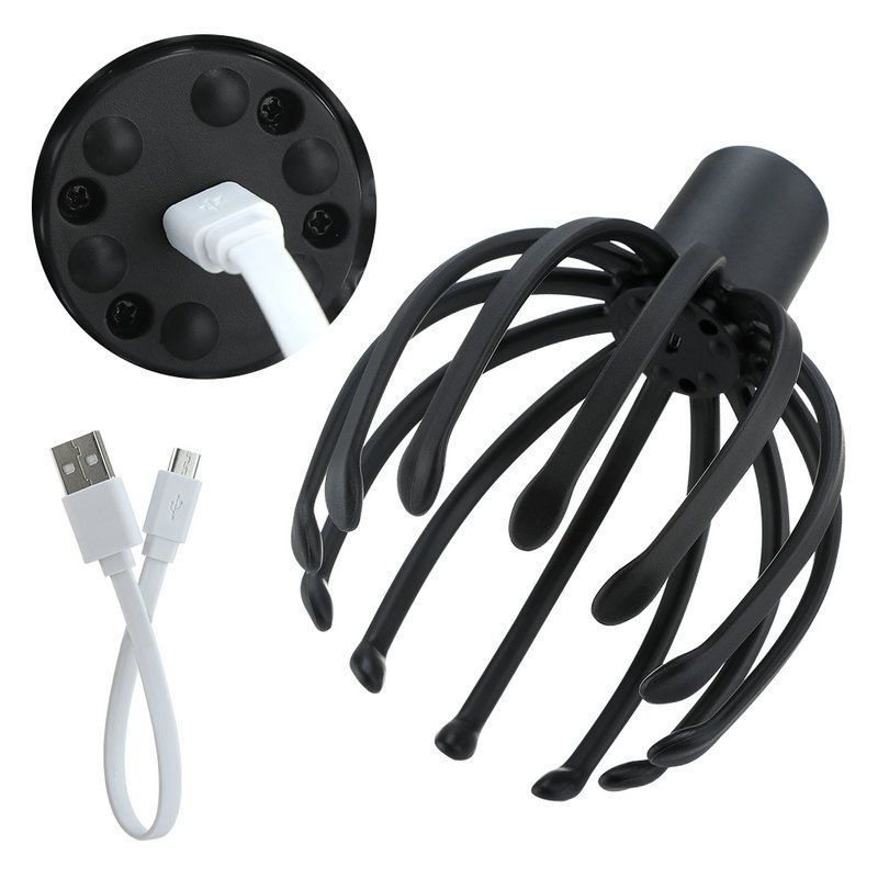 Electric Octopus Claw Scalp Massager Hands Free Therapeutic Head Scratcher Rechargeable Hair Stimulation Stress Reliever