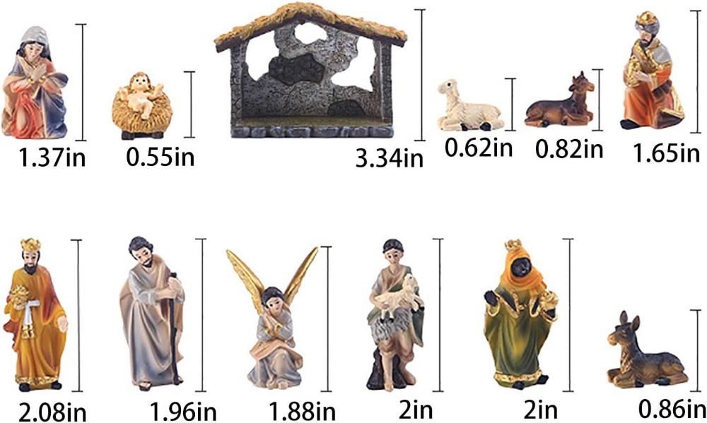 12Pcs Nativity Figurine Christ Easter Nativity Scene Set Religious Ornament Gift Ideas Wonderful Decoration For Home